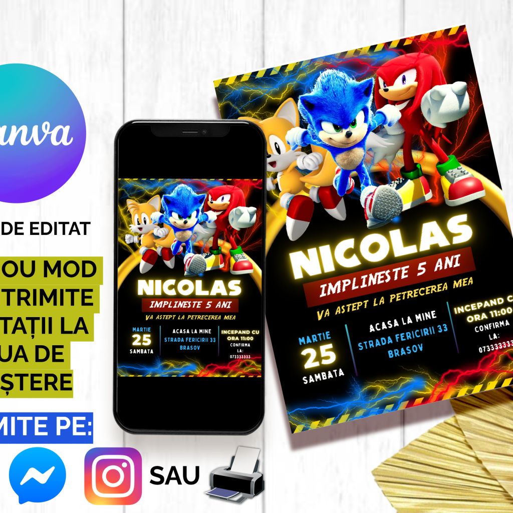 Invitatie Zi De Nastere Copii Editabila Sonic Activaresoft Ro